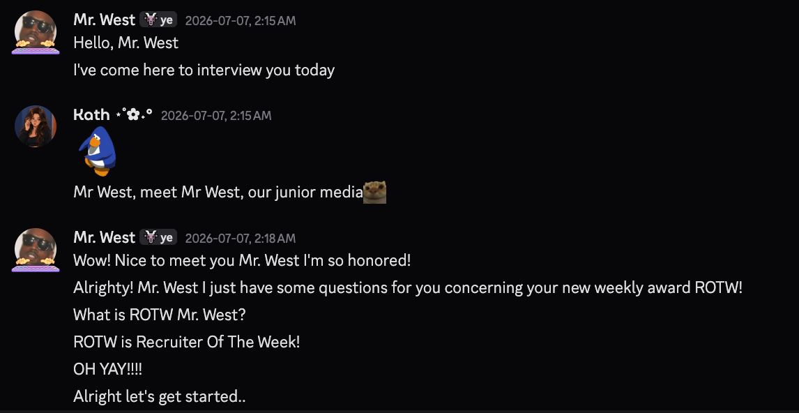 Mr. West's introduction to Mr. West